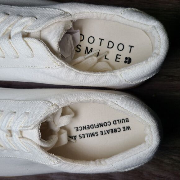 Dot Dot Smile Girls White Canvas Low Rise Sneakers Shoes Youth Size 12 Womens 10 - Picture 7 of 11